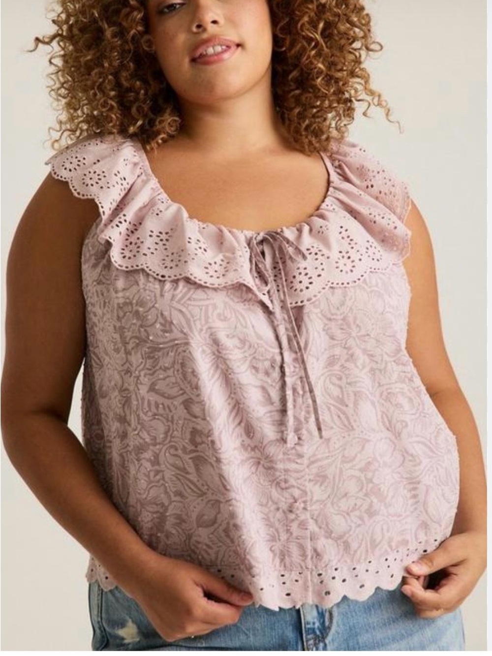 torrid Dusty Rose Eyelet Ruffle Camisole